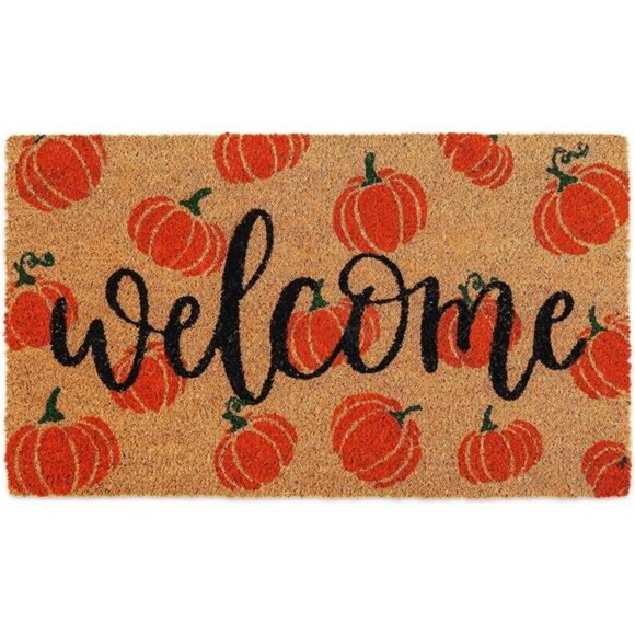 Fall Coir Doormat Welcome Pumpkins Door Mat Non-Slip Farmhouse Floor Mats - Picture 1 of 8